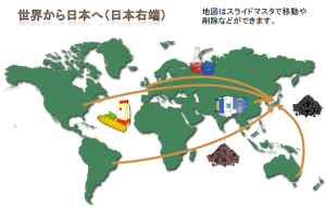 世界地図と輸入をイメージしたテンプレート（PowerPoint・パワーポイント）