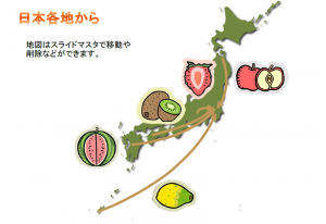 日本地図と食品の出荷をイメージしたテンプレート（PowerPoint・パワーポイント）