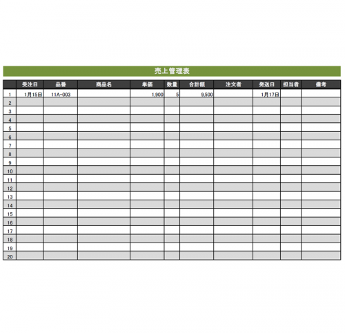 売上集計表のテンプレート（Excel・エクセル）
