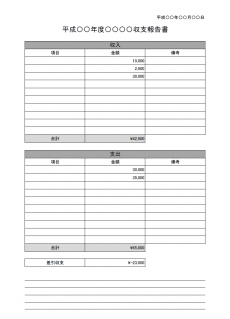 収支報告書のテンプレート