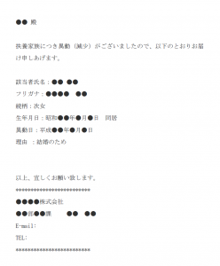 扶養家族異動届のメール文例テンプレート Word ワード 使いやすい無料の書式雛形テンプレート